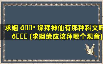 求姻 🐺 缘拜神仙有那种科文吗 🐋 (求姻缘应该拜哪个观音)